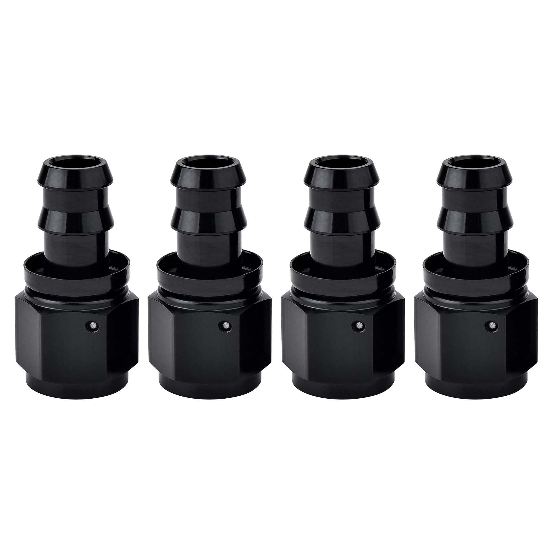 EVIL ENERGY 8AN Straight Push Lock Hose Fitting End Black 4PCS