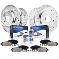 Detroit Axle - Brake Kit for Hyundai Santa Fe Kia Sorento Drilled and Slotted Brake Rotors Ceramic Brakes Pads Front and Rear Re