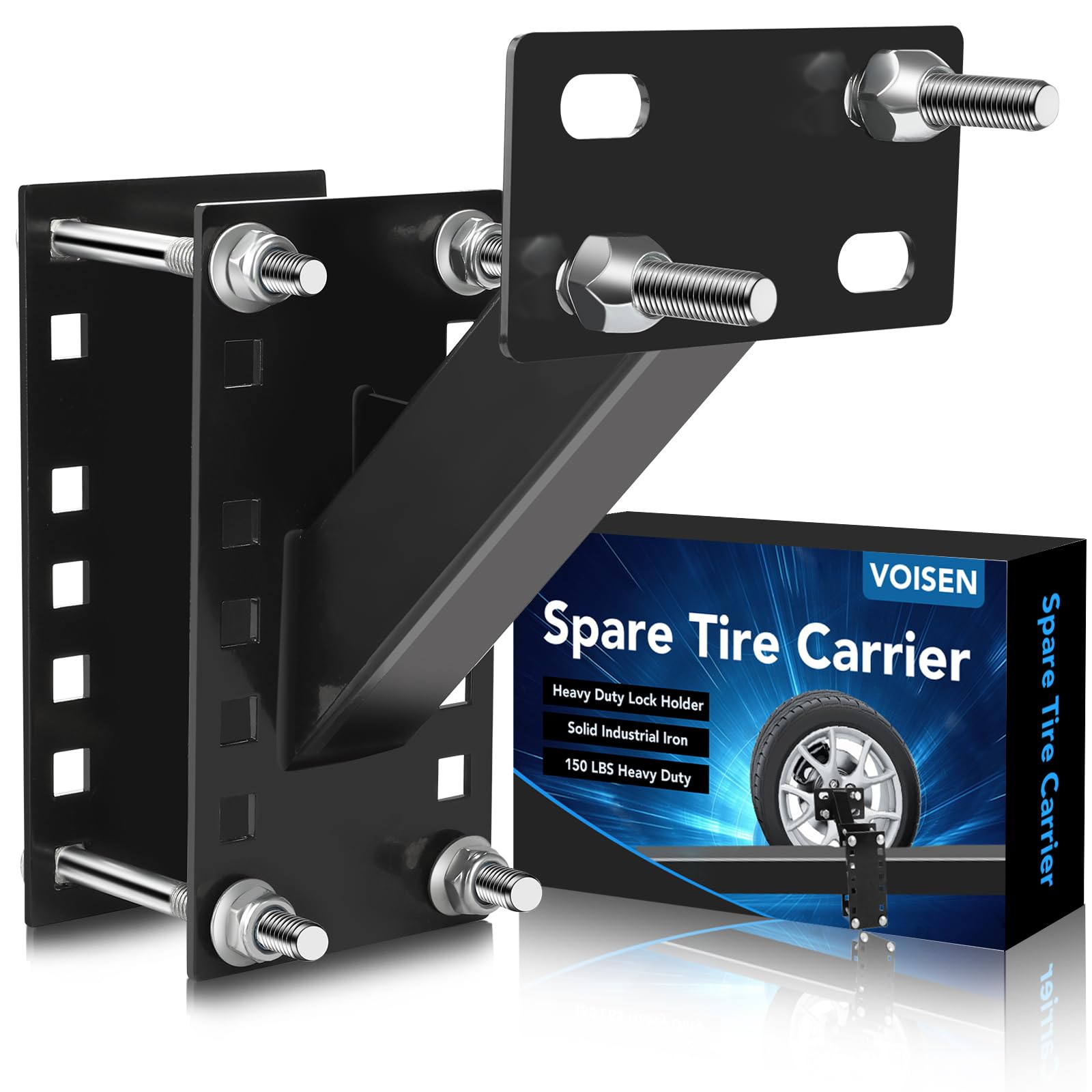 VOISEN Spare Tire Carrier,Boat Trailer Spare Tire Mount, Spare Tire Mount for Utility Trailer,Fits 4 5 6 Lugs Trailer Wheels on