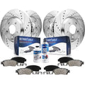 Detroit Axle - Brake Kit for 2014-2019 Nissan Rogue, Drilled & Slotted Brake Rotors Ceramic Brake Pads w/Hardware Replacement :