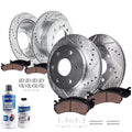 Detroit Axle - 10pc Brake Kit for 2003-2009 Toyota 4Runner, 2007-2009 FJ Cruiser Replacement Drilled & Slotted Brake Rotors Cera